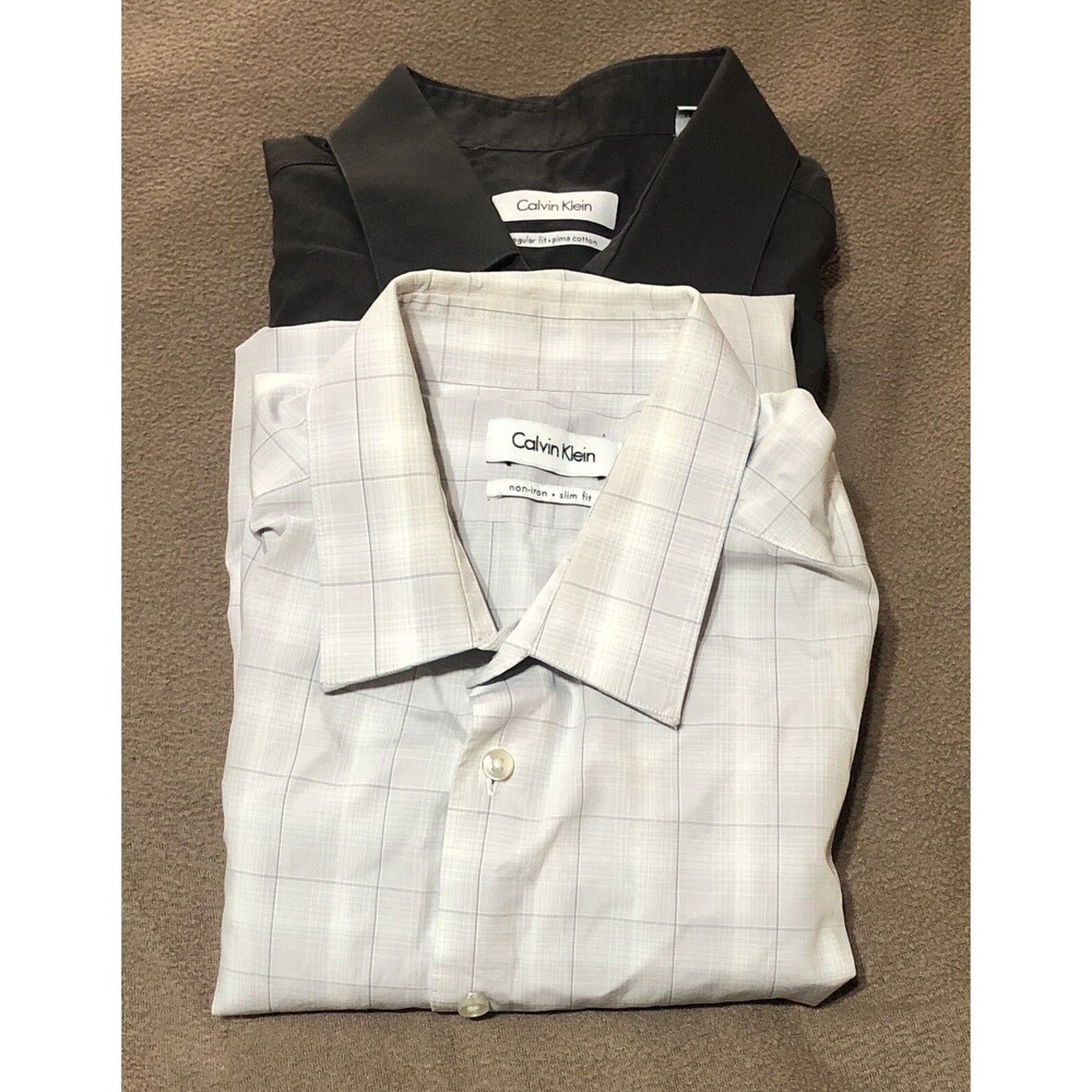 Calvin Klein Lot Of 2 Dress Shirts. Long Sleeve. Size 16—34/35